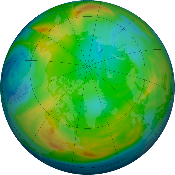 Arctic ozone map for 16 December 1989